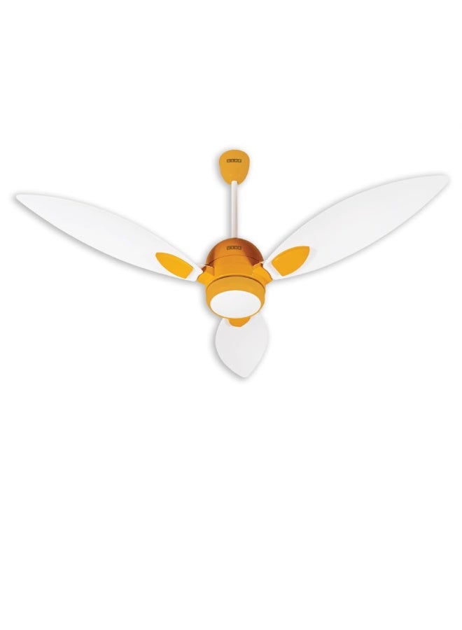 أوشا USHA New Bloom Series Sunspire Glow (Inspired by Sunflower) BLDC Ceiling Fan with Underlight with 3 Modes | RF Remote | Whisper-Quiet | Dust-Resistant (White & Saffron Yellow) - Image 1